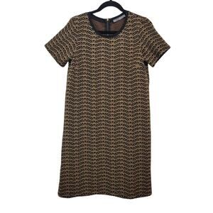 Metallic Quilted Short Sleeve Dress Medium Signature Collection 669